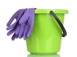 Mop bucket and gloves photo